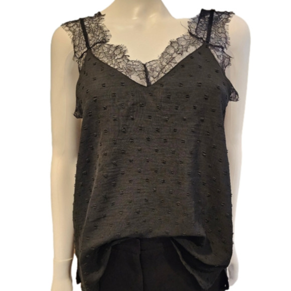 Source Unknown Swiss Dot Lace Edged Cami Size M - Picture 3 of 8